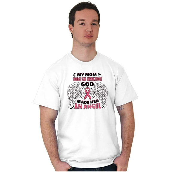 Breast Cancer My Mom is an Angel Men's Graphic T Shirt Tees Brisco Brands S