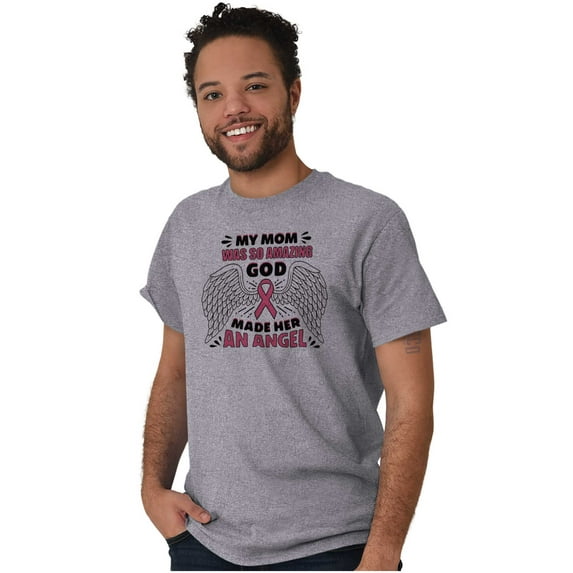 Breast Cancer My Mom is an Angel Men's Graphic T Shirt Tees Brisco Brands X