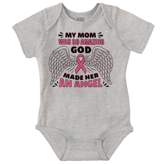 Breast Cancer My Mom is an Angel Romper Boys or Girls Infant Baby Brisco Brands 6M