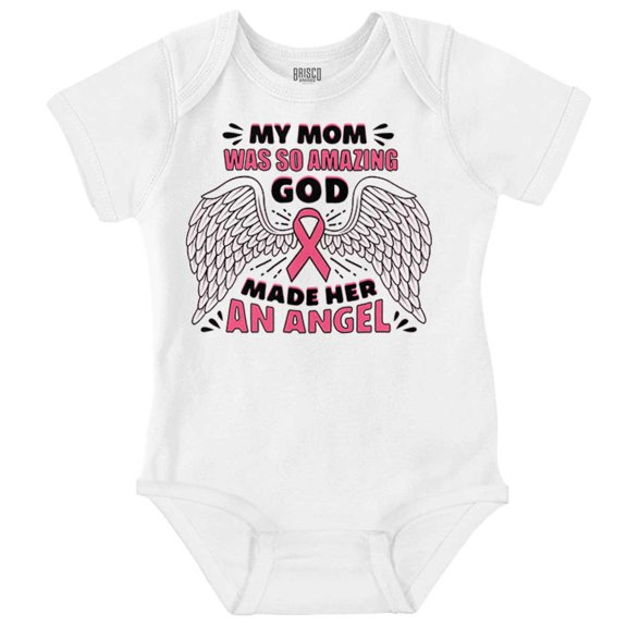 Breast Cancer My Mom is an Angel Romper Boys or Girls Infant Baby Brisco Brands NB
