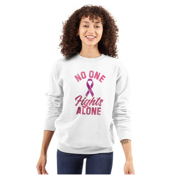 Breast Cancer No One Fights Alone Women Crewneck Sweatshirt Brisco Brands X