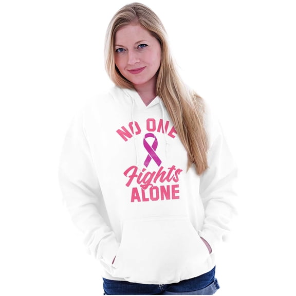 Breast Cancer No One Fights Alone Women Plus Size Graphic Pullover Hoodie Brisco Brands 3X
