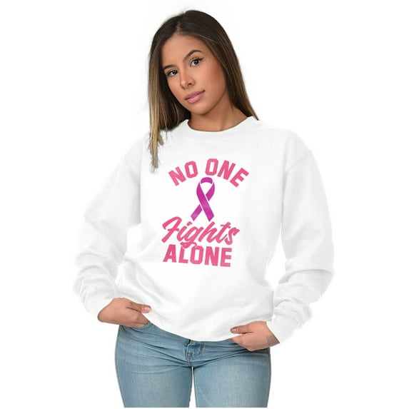 Breast Cancer No One Fights Alone Women Plus Size Crewneck Sweatshirt Brisco Brands 4X