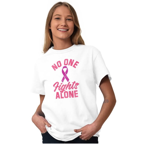 Breast Cancer No One Fights Alone Women's Graphic T Shirt Tees Brisco Brands X