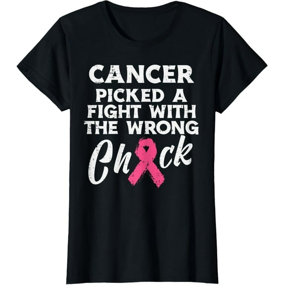 Breast Cancer Picked A Fight Wrong Chick Awareness Women T-Shirt
