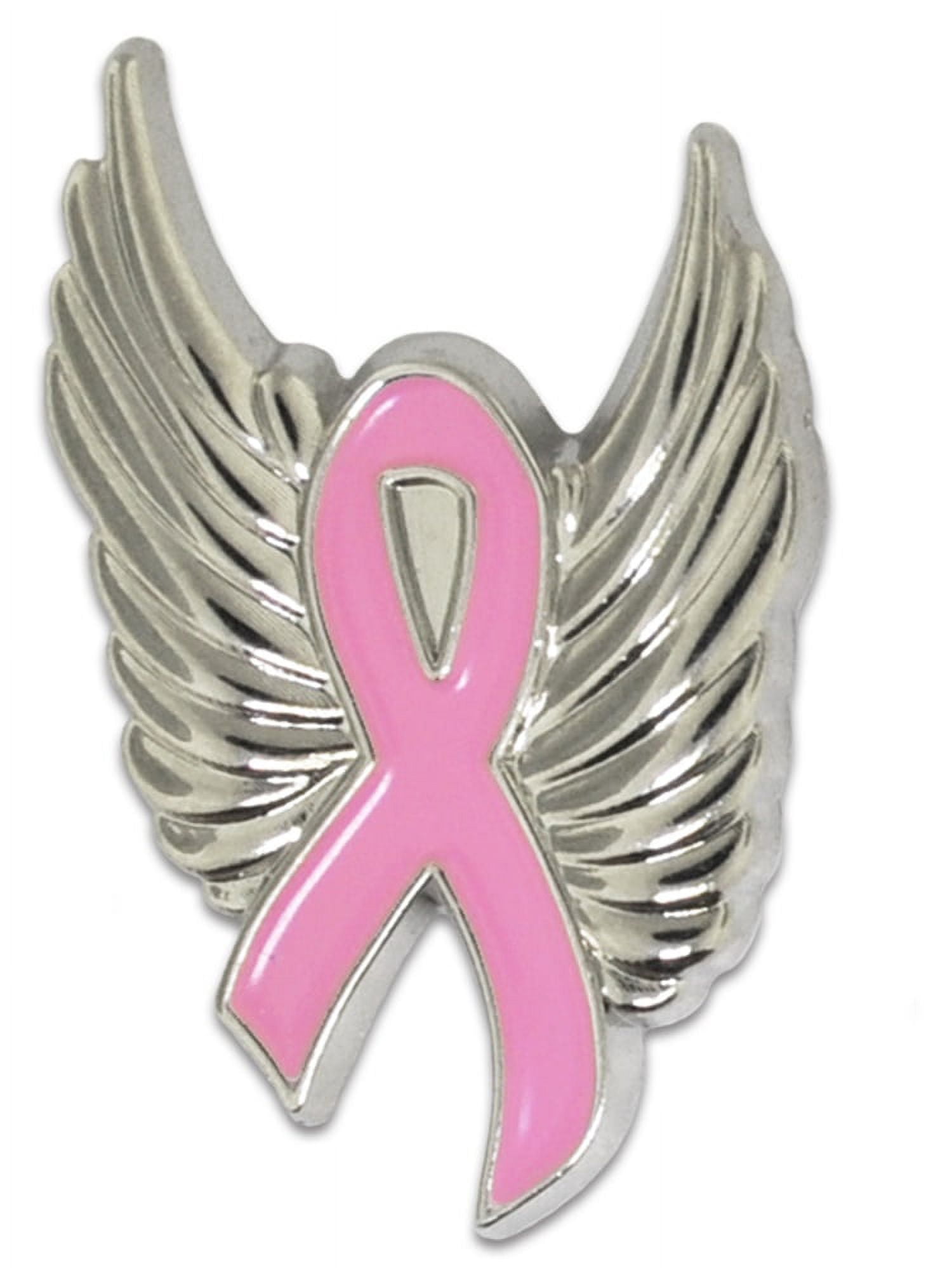 PinMart Pink Breast Cancer Awareness Ribbon Angel Wings Lapel Pin