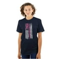 thumbnail image 1 of Breast Cancer Pink Line American Flag Women's Plus Size Graphic Tee Brisco Brands 2X, 1 of 5