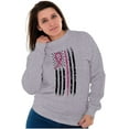 thumbnail image 1 of Breast Cancer Pink Line American Flag Women Plus Size Crewneck Sweatshirt Brisco Brands 4X, 1 of 5