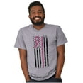 thumbnail image 1 of Breast Cancer Pink Line American Flag Women's Graphic T Shirt Tees Brisco Brands S, 1 of 5