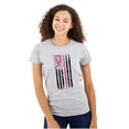thumbnail image 1 of Breast Cancer Pink Line American Flag Womens Slim Fit Graphic Tee Brisco Brands M, 1 of 5