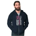 thumbnail image 1 of Breast Cancer Pink Line American Flag Zip Hoodie Sweatshirt Women Brisco Brands L, 1 of 6