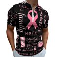 thumbnail image 1 of Breast Cancer Pink Ribbon Men Zipper T-shirt Summer Casual Short Sleeve T-shirt Top, 1 of 7