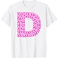 thumbnail image 1 of Breast Cancer Pink Ribbon - Name Initial Monogram Letter "D" T-Shirt, 1 of 2