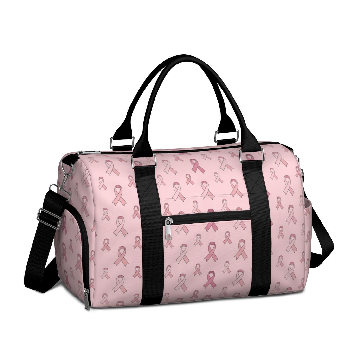 Breast Cancer Pink Ribbon Peach Pattern Gym Bag with Shoe Compartment ...