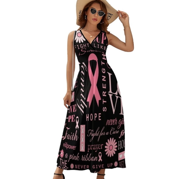 Breast Cancer Pink Ribbon Sleeveless Dress Summer Women Clothes Dress for Pregnant Women Dresses
