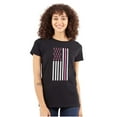 thumbnail image 1 of Breast Cancer Pink Ribbon USA Flag Womens Slim Fit Graphic Tee Brisco Brands X, 1 of 5