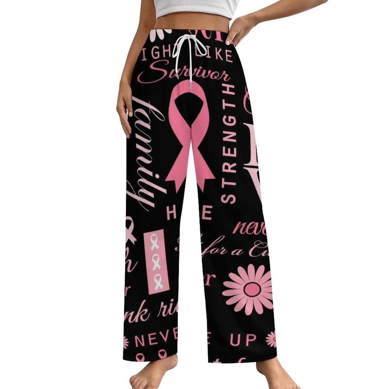 Breast Cancer Pink Ribbon Women's Pajamas Pajama Pants Women's ...
