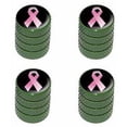 thumbnail image 1 of Breast Cancer Pink Ribbon on Black Tire Rim Wheel Aluminum Valve Stem Caps, Multiple Colors, 1 of 1