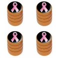 thumbnail image 1 of Breast Cancer Pink Ribbon on Black Tire Rim Wheel Aluminum Valve Stem Caps, Multiple Colors, 1 of 1