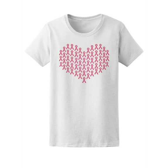 Breast Cancer Pink Ribbons Heart T-Shirt Women -Image by Shutterstock, Female x-Large