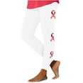 thumbnail image 1 of Breast Cancer Print Pants for Women Awareness Pink Ribbon Print Soft Trousers High Waist Workout Tights Yoga Leggings,White 3,2XL, 1 of 5