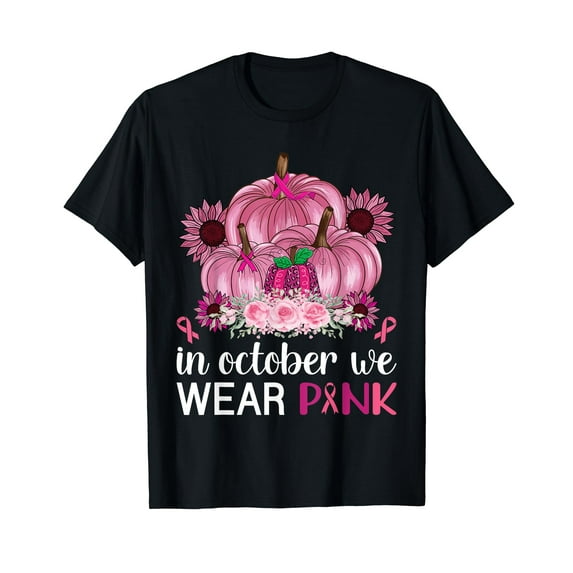 Breast Cancer Pumpkin Shirt In October We Wear Pink Girls T-Shirt