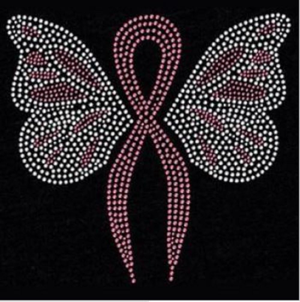 Breast Cancer Ribbon 33 Crystal And Rhinestone Iron On Transfer