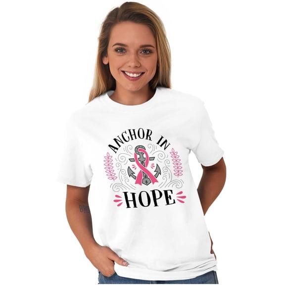 Breast Cancer Ribbon Anchor in Hope Women's Plus Size Graphic Tee Brisco Brands 3X