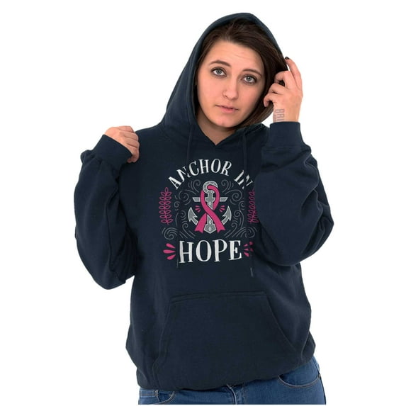 Breast Cancer Ribbon Anchor in Hope Women Plus Size Graphic Pullover Hoodie Brisco Brands 5X