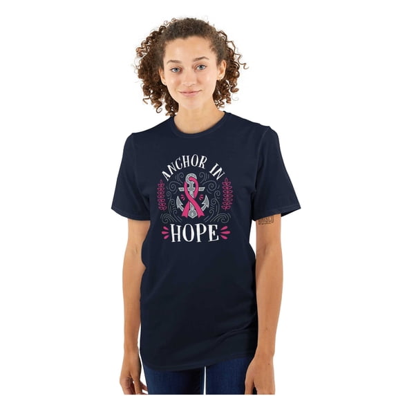 Breast Cancer Ribbon Anchor in Hope Women's Graphic T Shirt Tees Brisco Brands X