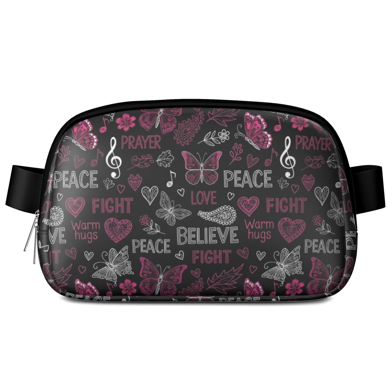 Breast Cancer Ribbon Butterfly Word Waterproof Fanny Pack, Hiking Waist ...