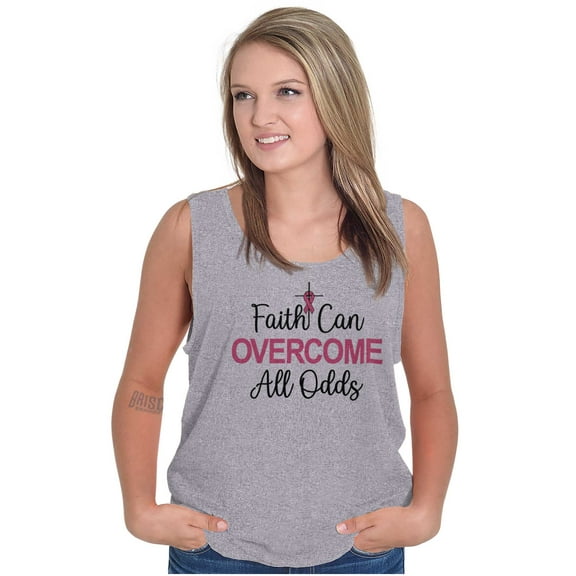Breast Cancer Ribbon Christian Faith Tank Top Tee Shirt Women Brisco Brands S