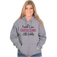 thumbnail image 1 of Breast Cancer Ribbon Christian Faith Zip Hoodie Sweatshirt Women Brisco Brands S, 1 of 6