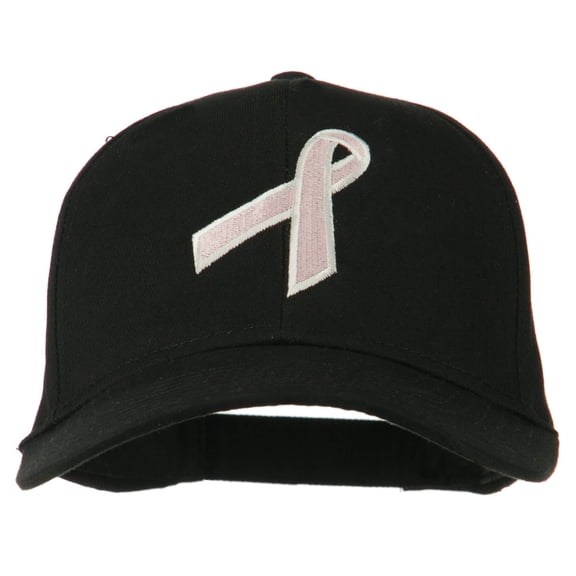 Breast Cancer Ribbon Embroidered Cap - Black OSFM
