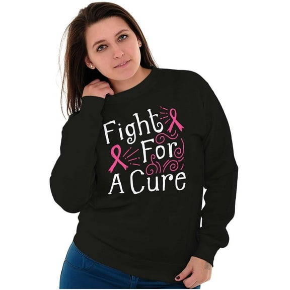 Breast Cancer Ribbon Fight for a Cure Women Crewneck Sweatshirt Brisco Brands L