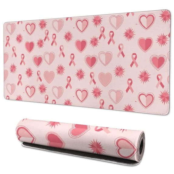 Patterned Heartd Breast Cancer Ribbon Heart Pink Pattern Extended Large Mouse Pad, Desk ...