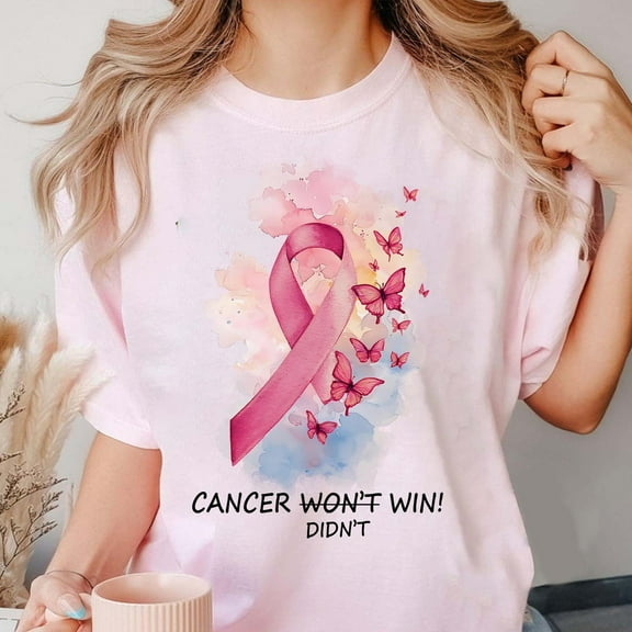 Breast Cancer Ribbon Shirt For Women, Cancer Didn't Win Tee, Cancer Survivor Shirt, Butterfly Pink Ribbon Shirt, Cancer Fighter SWEATSHIRT All Size S-5XL
