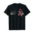thumbnail image 1 of Breast Cancer Ribbon Skeleton Hands Awareness Women Girls T-Shirt, 1 of 5