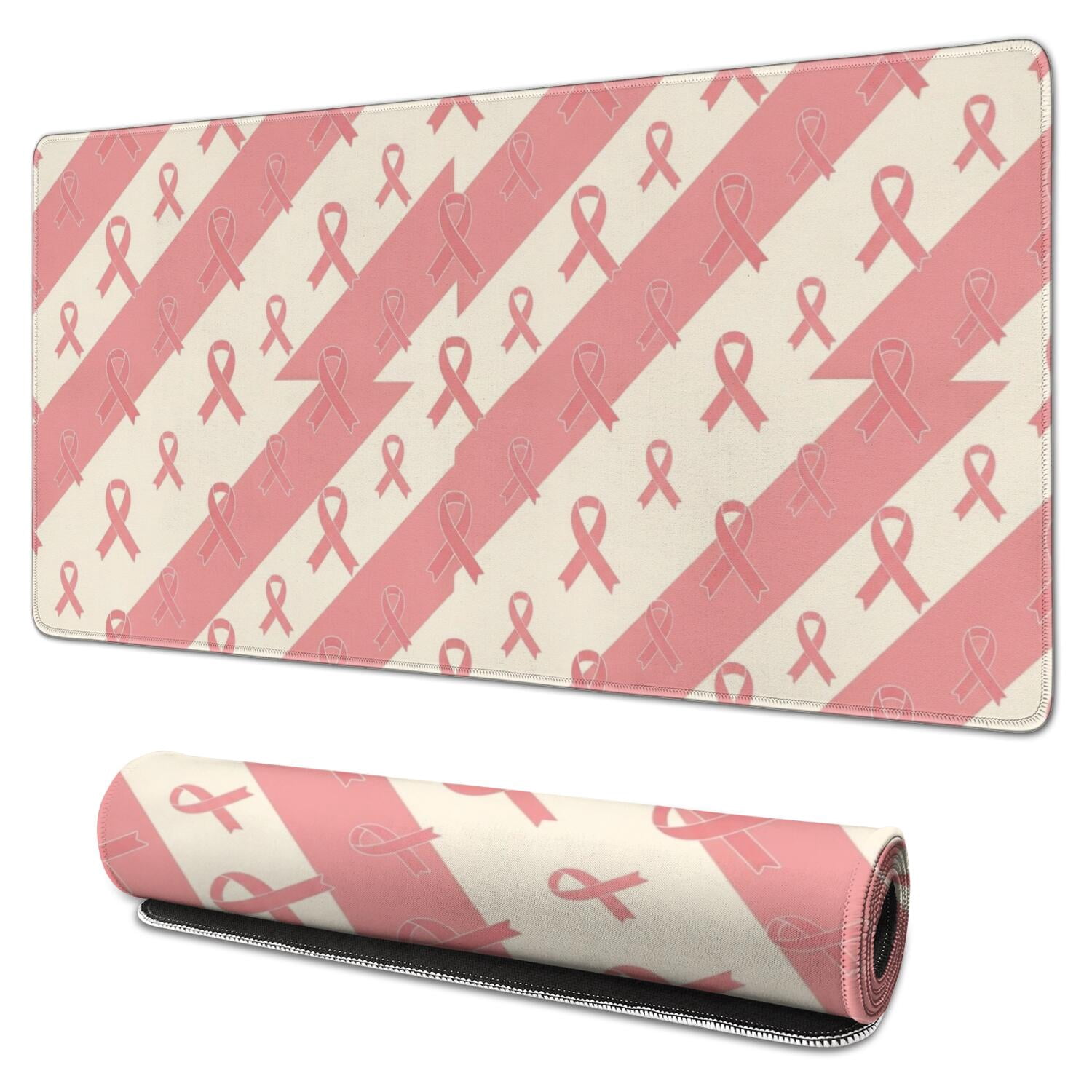 Breast Cancer Ribbon Stripe Cream Pattern Extended Large Mouse Pad ...