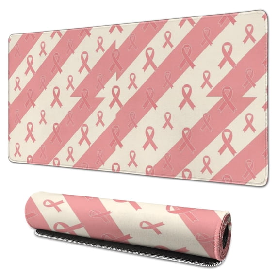 Breast Cancer Ribbon Stripe Cream Pattern Extended Large Mouse Pad ...