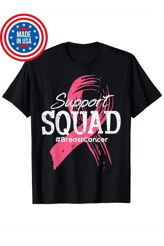 Breast Cancer Ribbon Support Squad Awareness Men Women Kids T-Shirt