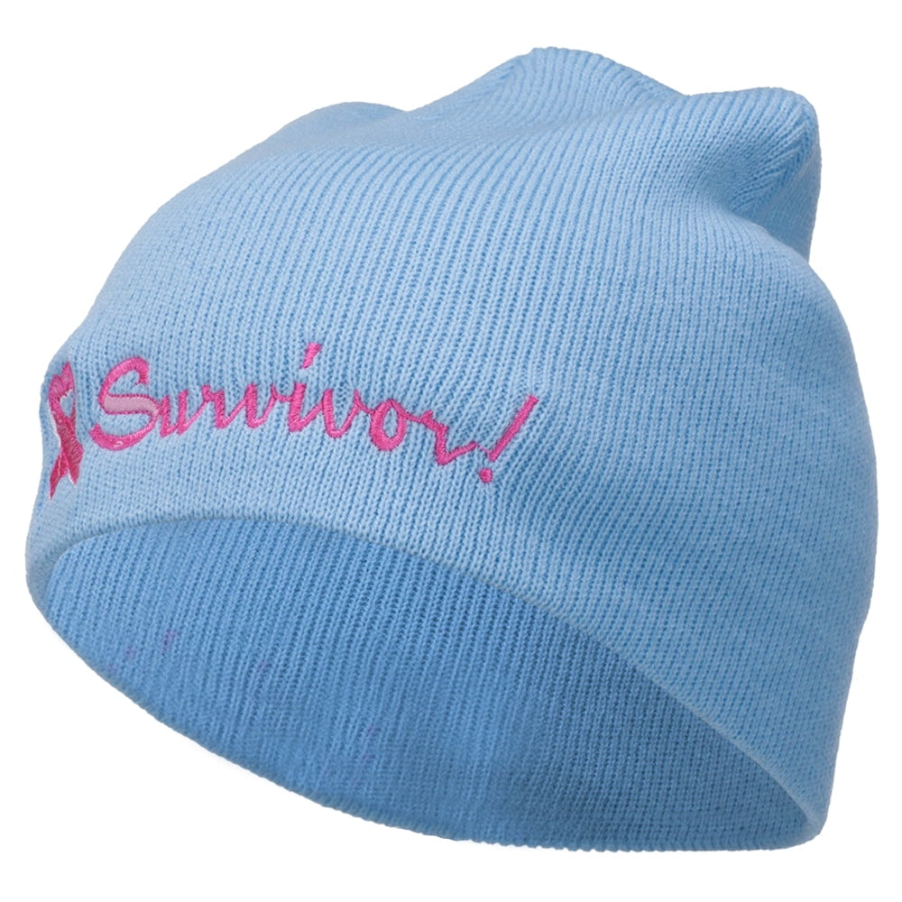 Armycrew Breast Cancer Awareness Beanie - Black Short Skull Cap With Pink Ribbon Embroidery