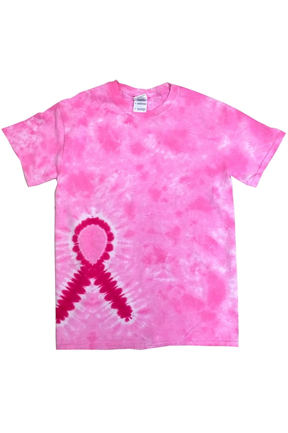 Breast Cancer Ribbon Tie Dye Tee Shirt -  XL