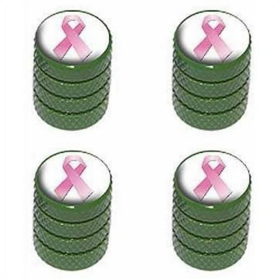 Breast Cancer Ribbon Tire Rim Wheel Aluminum Valve Stem Caps, Multiple Colors