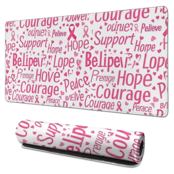 Breast Cancer Ribbon Word Extended Large Mouse Pad, Gaming Desk Pad ...