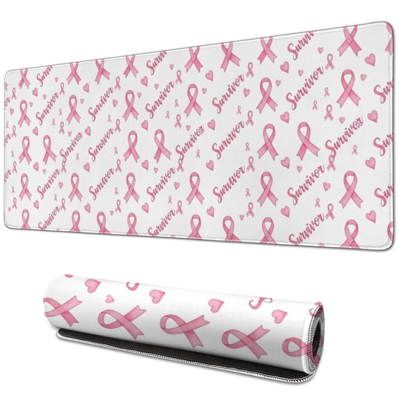 Patterns Word Image Breast Cancer Ribbon Word White Pattern Extended Large Mouse Pad, Desk ...