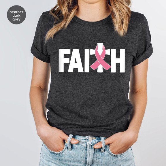 Breast Cancer Shirt, Faith Shirt, Christian Cancer Survivor Shirt, Faith Cancer Shirts, Jesus Shirt, Cancer Shirt, Breast Cancer Fighter Tee Sweatshirt All Size S-5XL