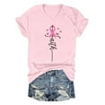 thumbnail image 1 of Breast Cancer Shirt Women Breast Cancer Awareness Pink Ribbon Short Sleeve Graphic V Neck Tops Cancer Care Gifts Cancer Survivor Tops (Pink, M), 1 of 2