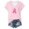 thumbnail image 1 of Cancer Shirt Women Cancer Awareness Pink Ribbon T-Shirt Cancer Survivor V-Neck Tops, 1 of 3