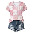 thumbnail image 1 of Cancer Shirt Women Cancer Awareness Pink Ribbon T-Shirt Cancer Survivor V-Neck Tops, 1 of 3